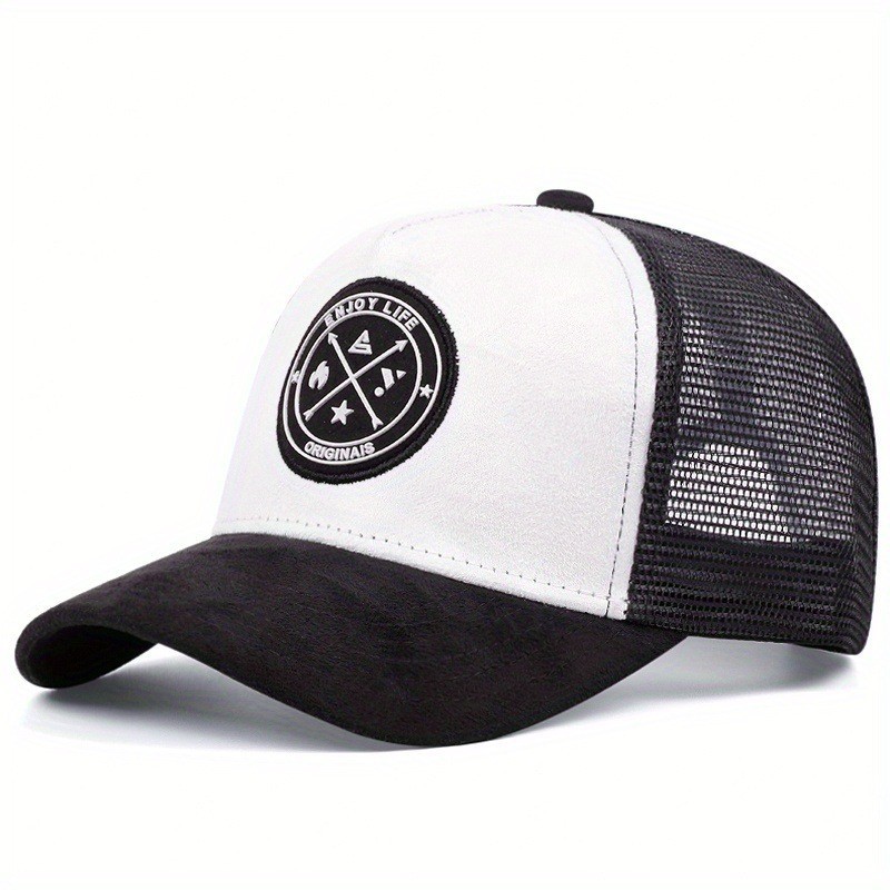 New unisex 3D round logo embroidered baseball cap, stiffened Oxford lining mesh cap, non-deforming