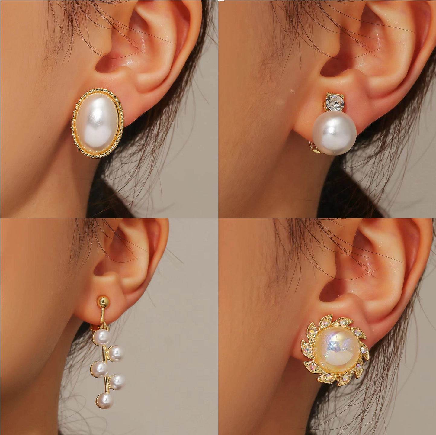 Earrings simple metal ear clips no piercing pearl ear clips