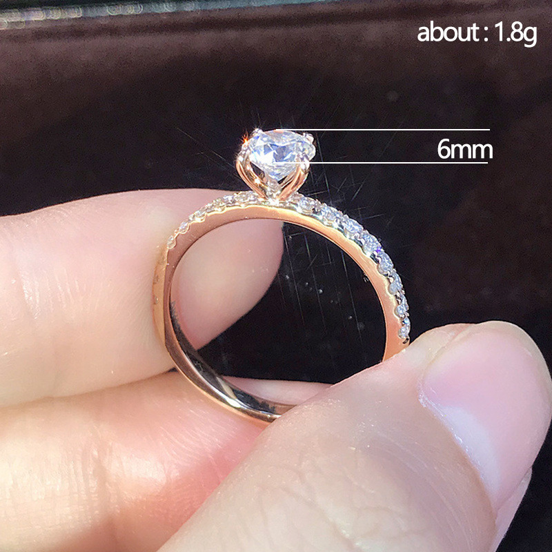 Cao Shi eBay Simple Zircon Engagement Wedding Ring Copper Plated White Gold Imitation Diamond Ring