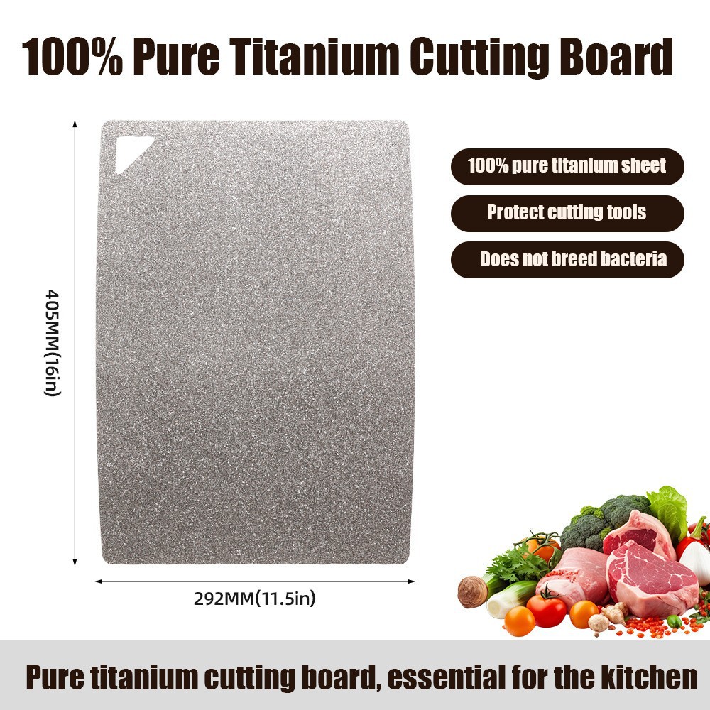 Antibacterial anti-mold ice crystal pure titanium cutting board kitchen meat cutting ice flower crystallization double-sided anti-slip full titanium cutting board