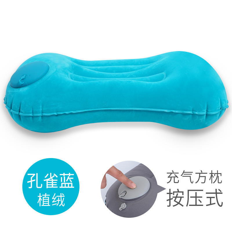 按压充气方枕-植绒孔雀绿