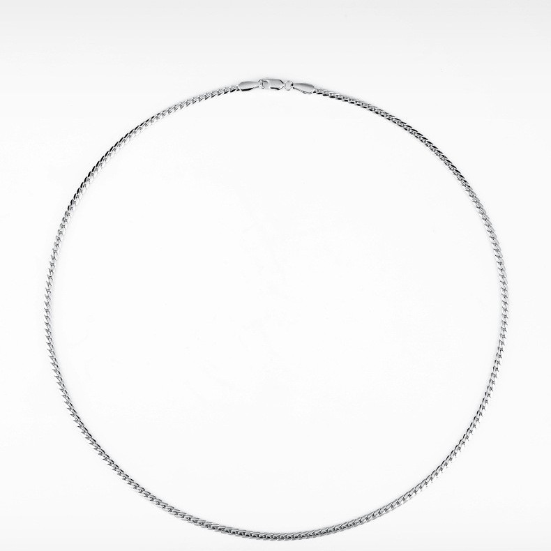 925 silver plated fine cuban chain necklace for men, simple plain chain clavicle chain for men