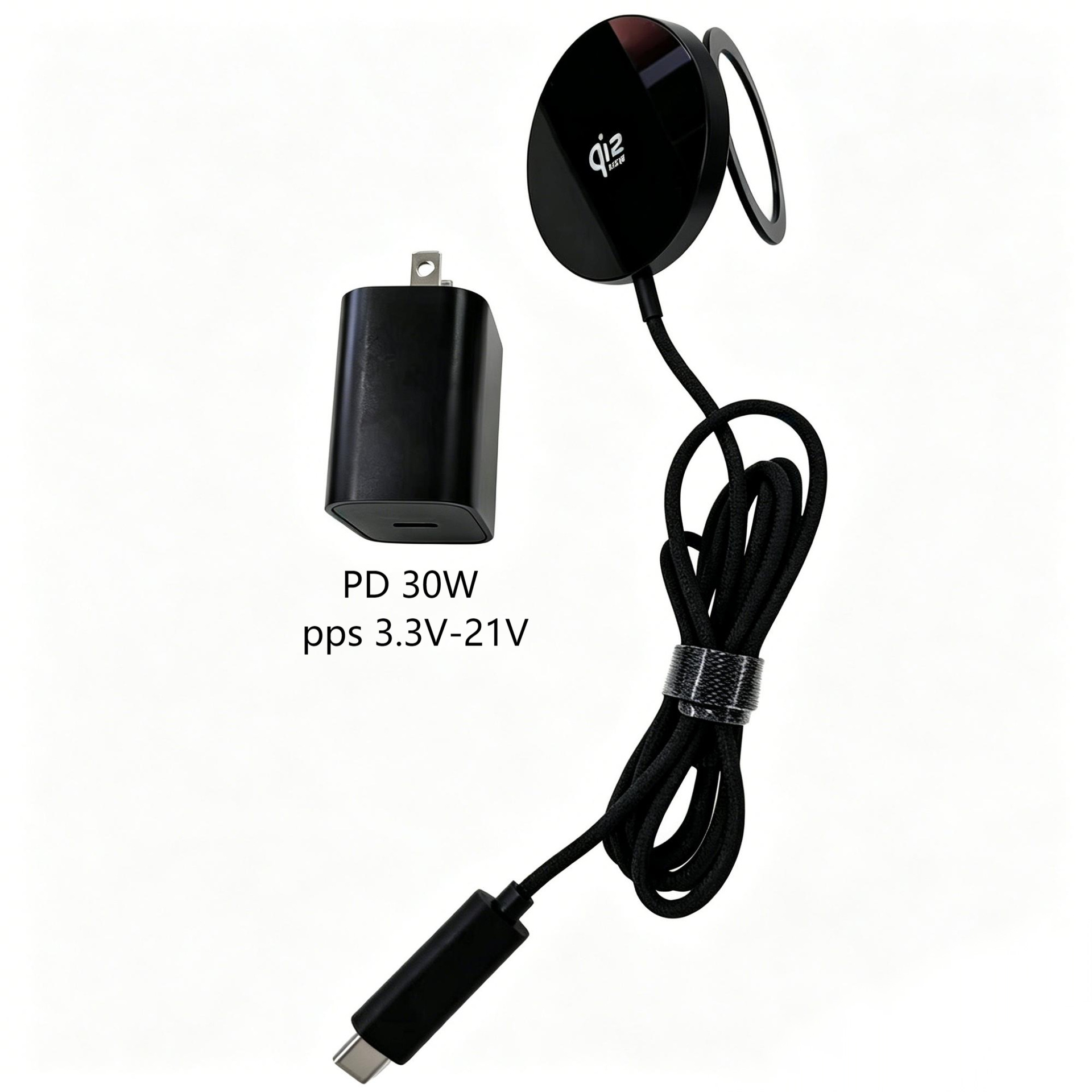 QI2.2 25W Foldable Stand Wireless Charger with PD30W PPS Adapter Set