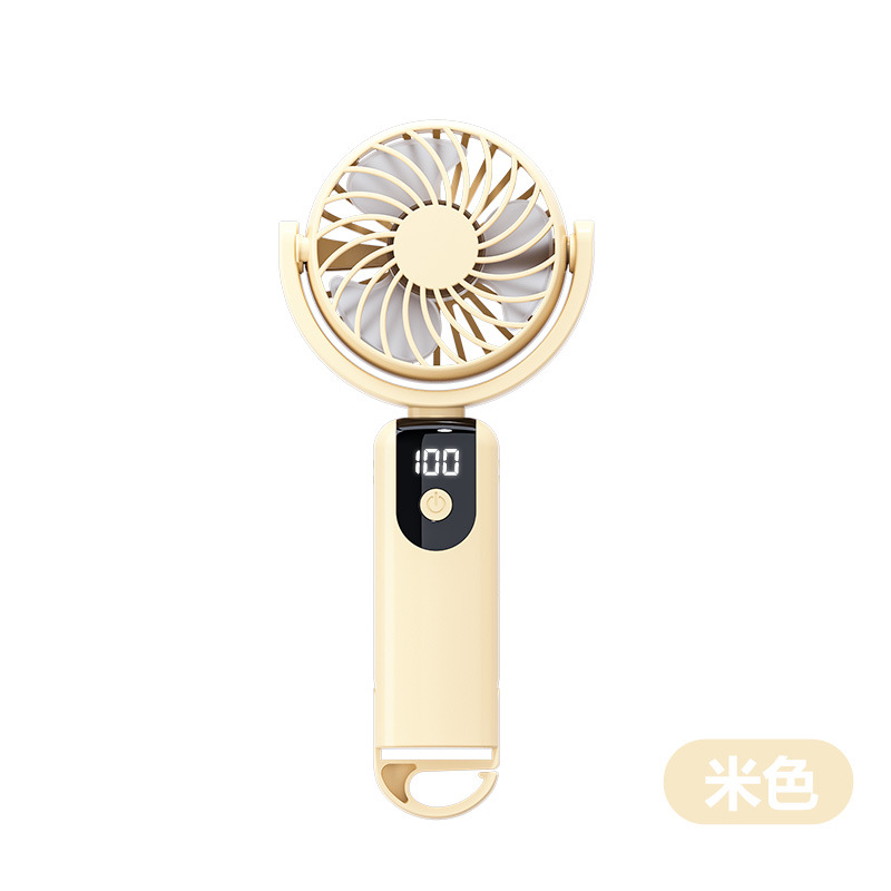 2026 Desktop Mini USB Rechargeable Handheld Fan Long-lasting Digital Display Hook Fan