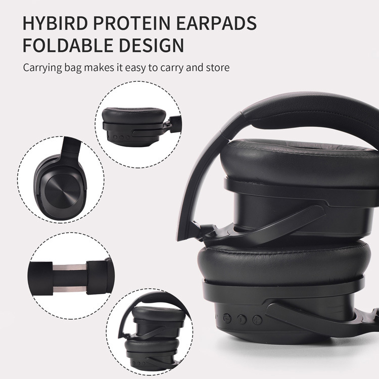 Foldable long battery life active noise-cancelling earphones over-ear earphones