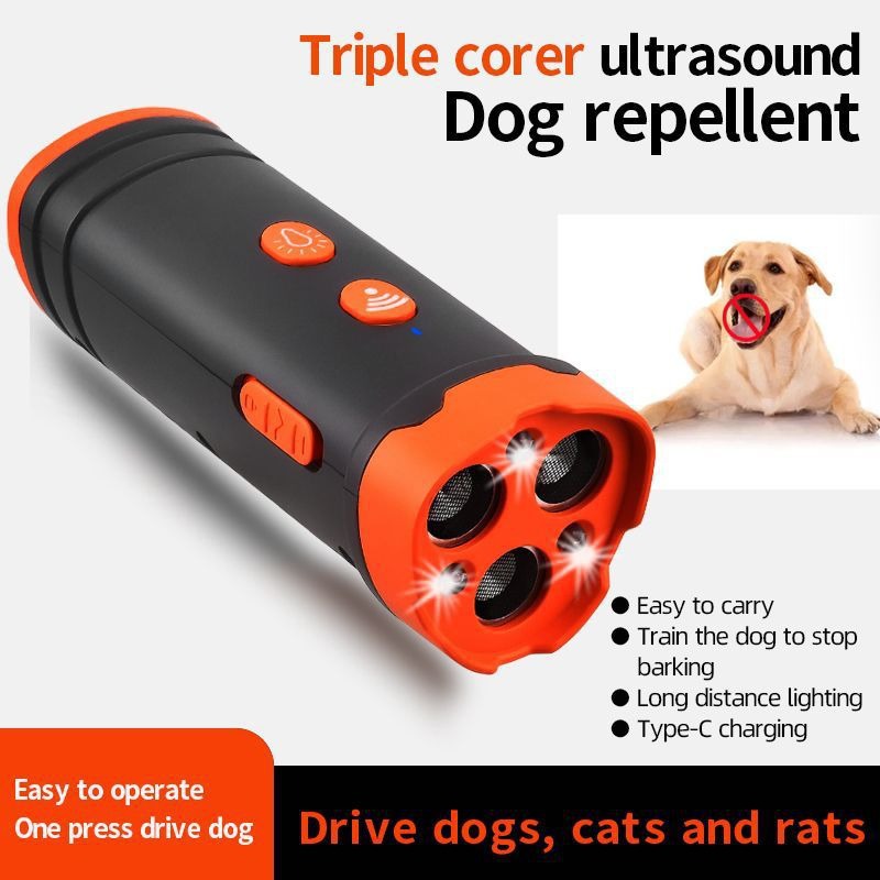 Triple-Core Ultrasonic Dog Repeller High Power Long Distance Training Bark Stopper Dog Chaser Outdoor Sound Control
