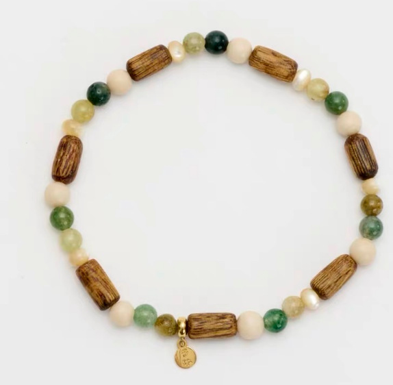 Spring Summer New Agarwood Sandalwood Natural Stone Agate/Amber/Crystal Tiger Eye Agate Beaded Bracelet for Women Collection