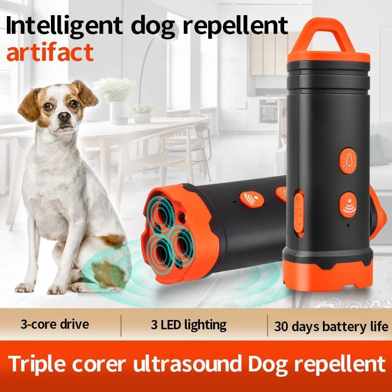 Triple-Core Ultrasonic Dog Repeller High Power Long Distance Training Bark Stopper Dog Chaser Outdoor Sound Control