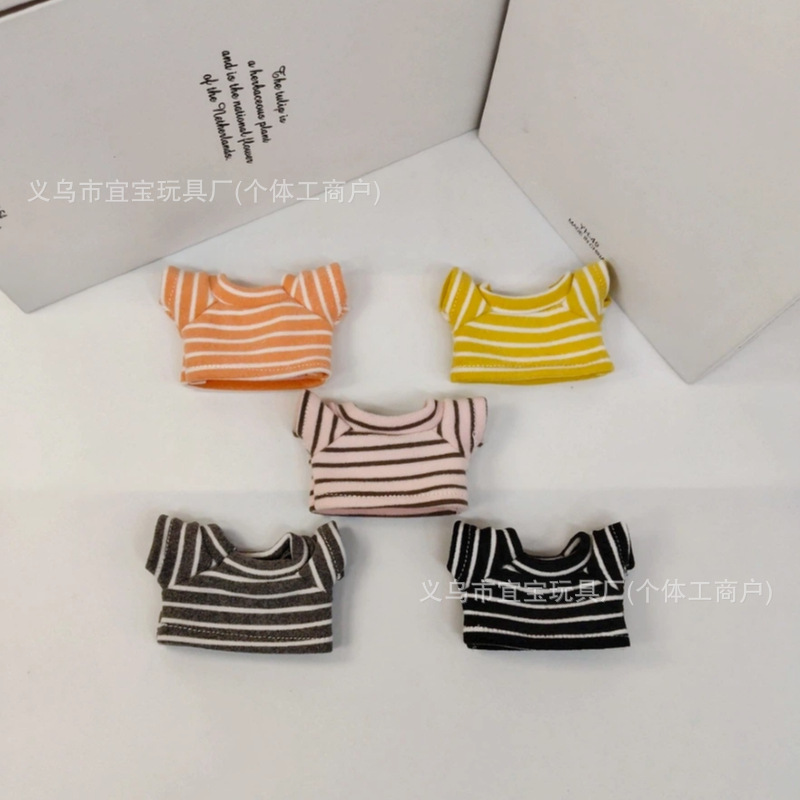 Long Leg KT 10-17cm Doll Clothes Cotton Doll Plush Toy Striped Brushed T-shirt Bag Pendant Matching Accessory Decoration Doll Clothes