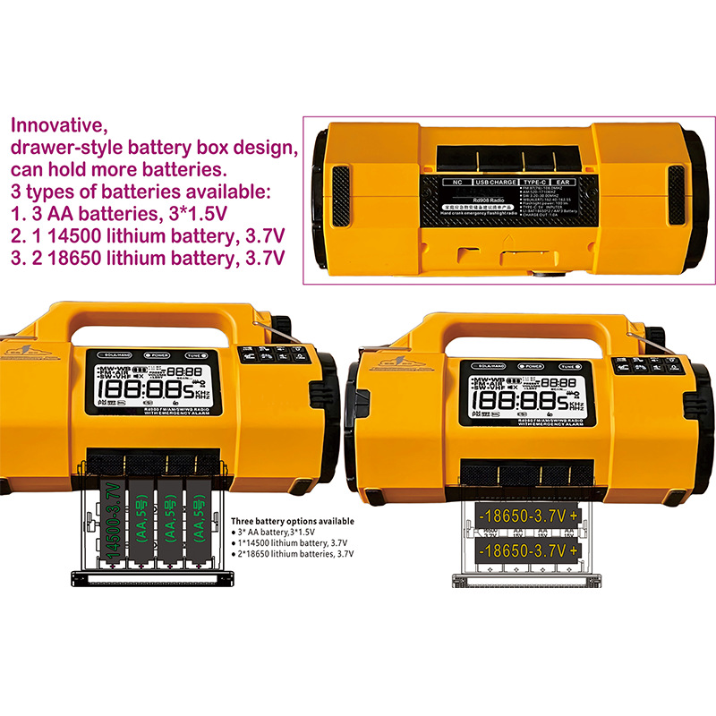 New Disaster Preparedness Emergency Radio Solar Hand-Crank Power Generation Full-Band Reception High-Power Disaster Alarm