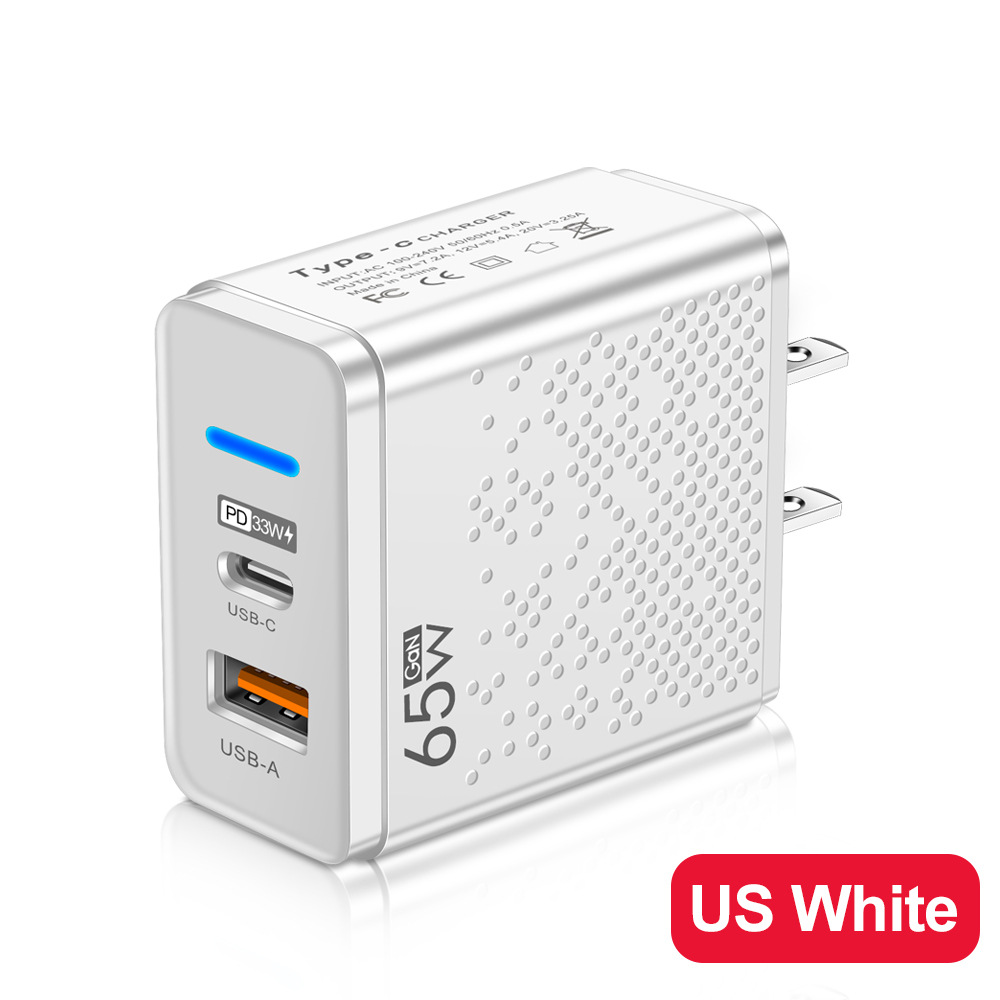 Glowing LED USB+PD Type-C Phone Charger Multi-Port US/EU/UK Travel Charger