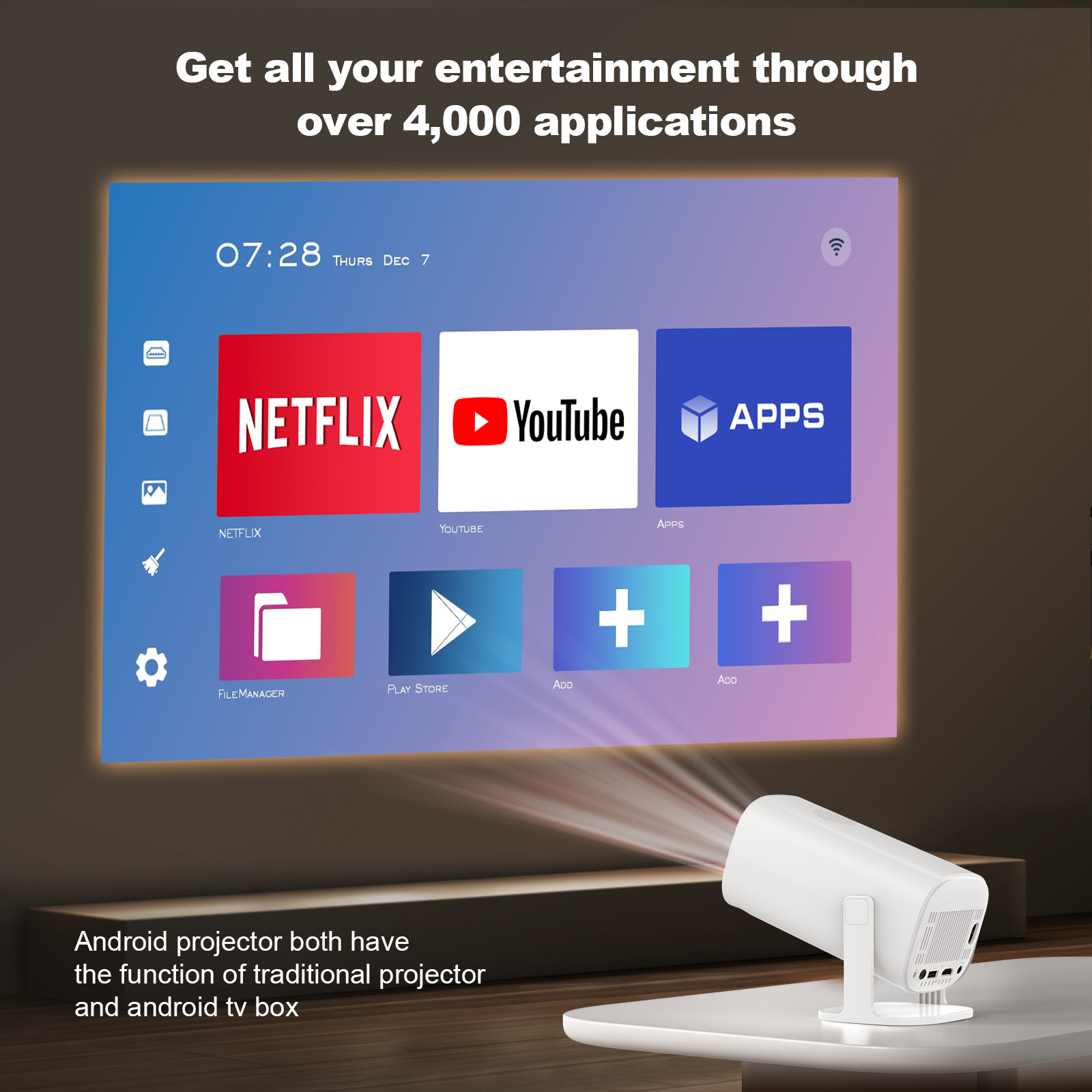 P30 Projector Android Portable Smart P40 Projector WiFi Outdoor HD Home Projector