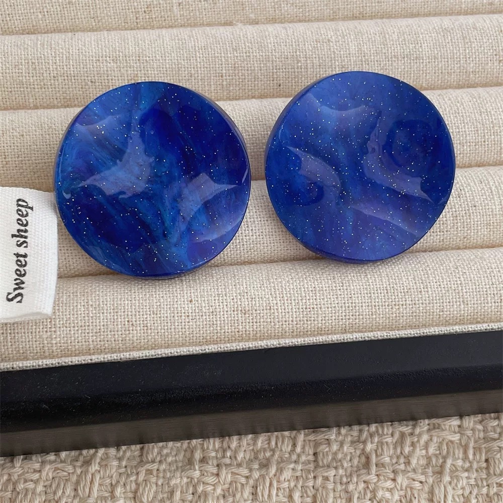 Candy Color Twisted Piece Round Acetate Earrings for Women Niche Vacation Style Ear Pin Ear Accessories