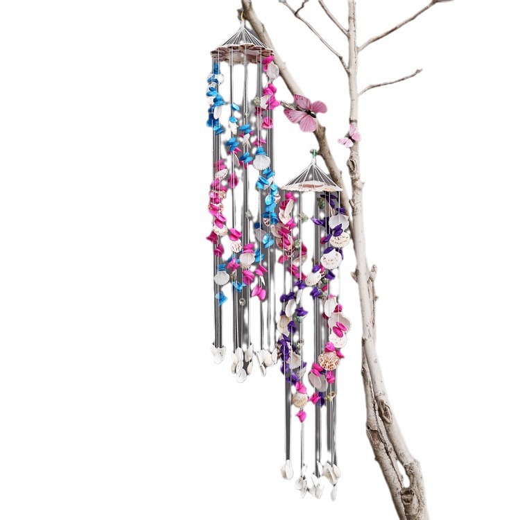 Colorful Shell Exquisite Japanese Style 19-Piece Double Dragon White Color Wind Chime V2623 Decoration Store
