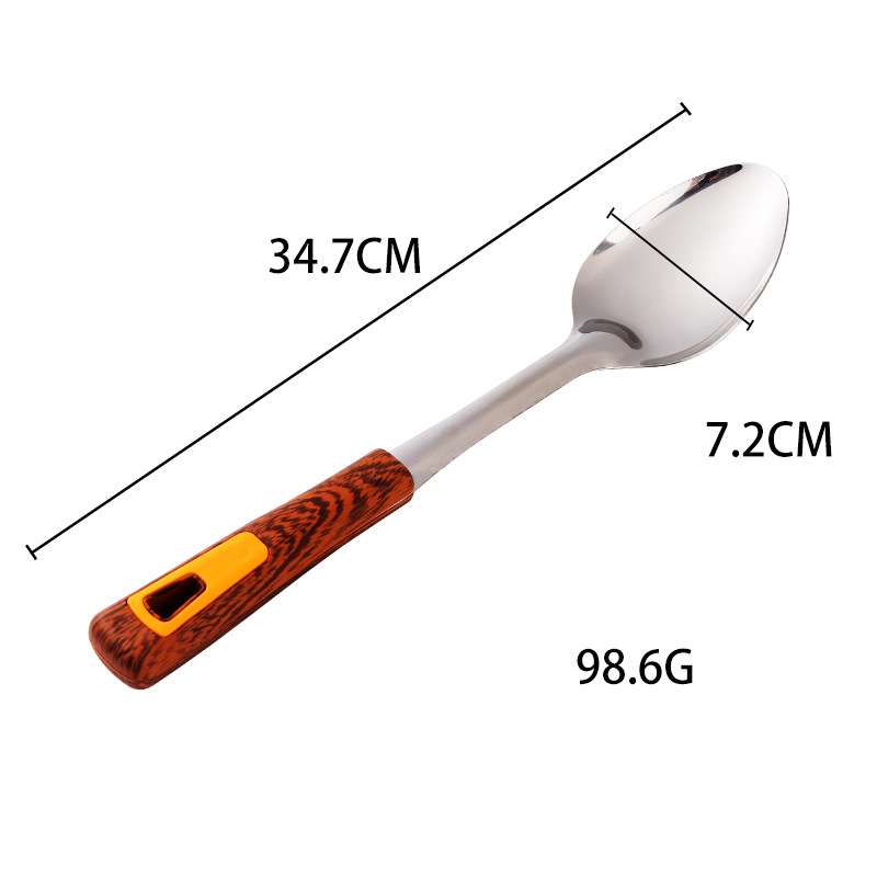 Stainless steel spatula, soup spoon, imitation wooden handle, household items, kitchenware set, kitchen tools, daily necessities