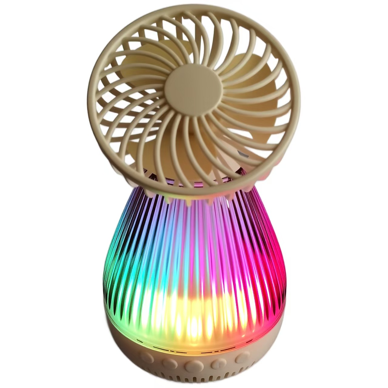 Desktop small fan silent rotating strong wind multifunctional portable Bluetooth speaker with atmosphere light