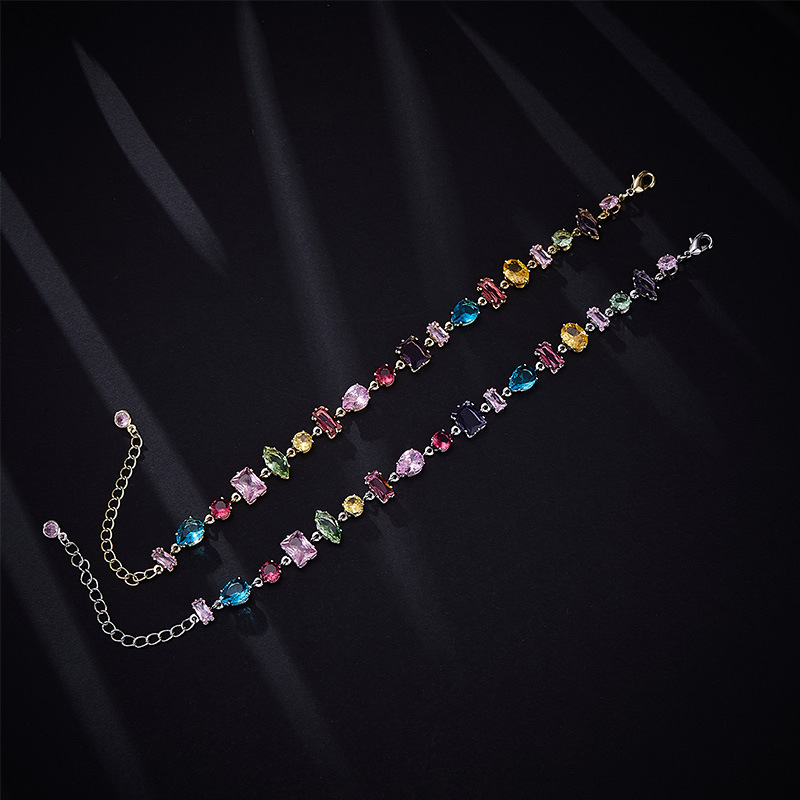 Candy Dopamine Zircon Inlaid Geometric Drop Delicate Bracelet Niche Jewelry for Women