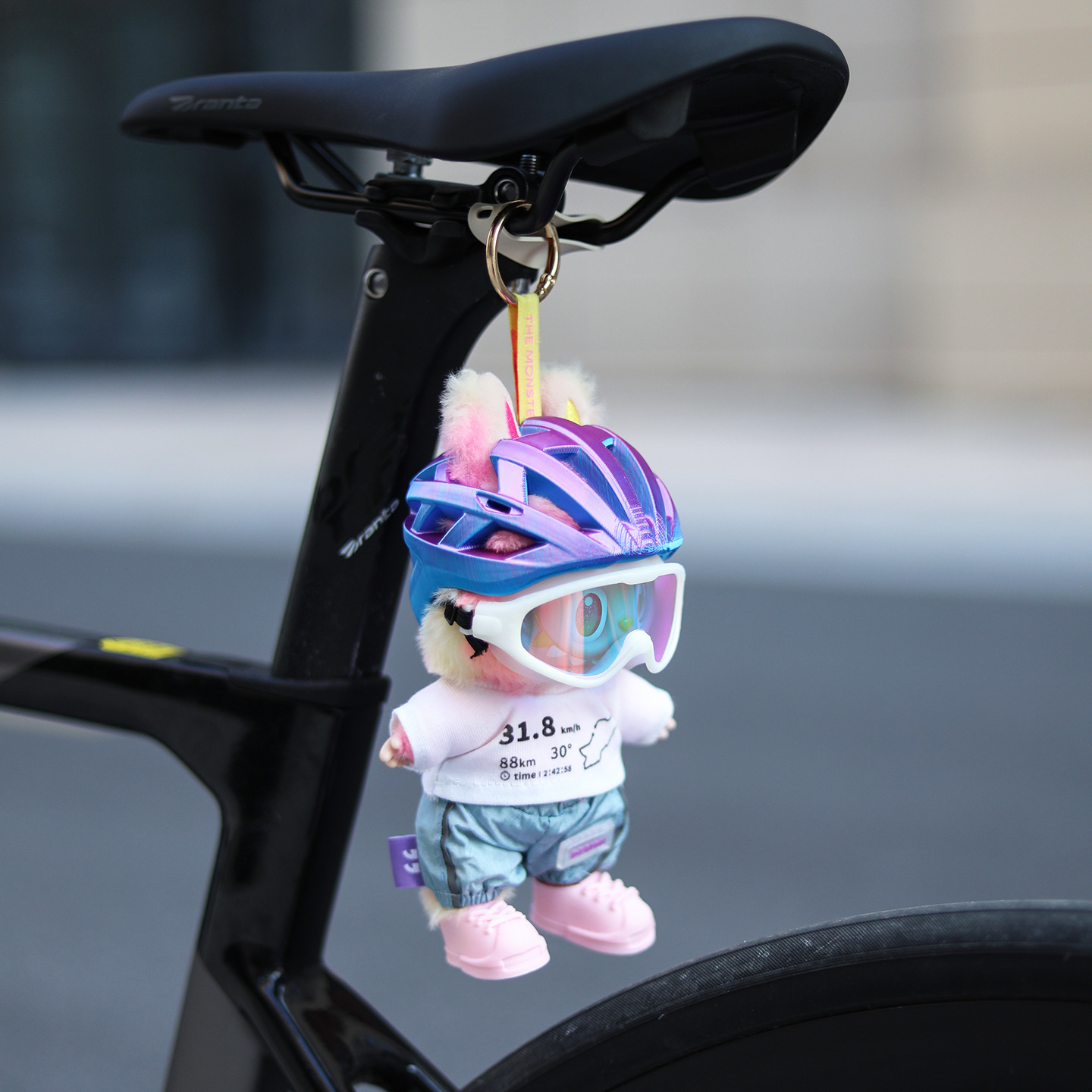 Suitable for Labubu Folding Bicycle Bike labubu Doll Clothes Set Helmet Head Riding Helmet Pendant Decoration