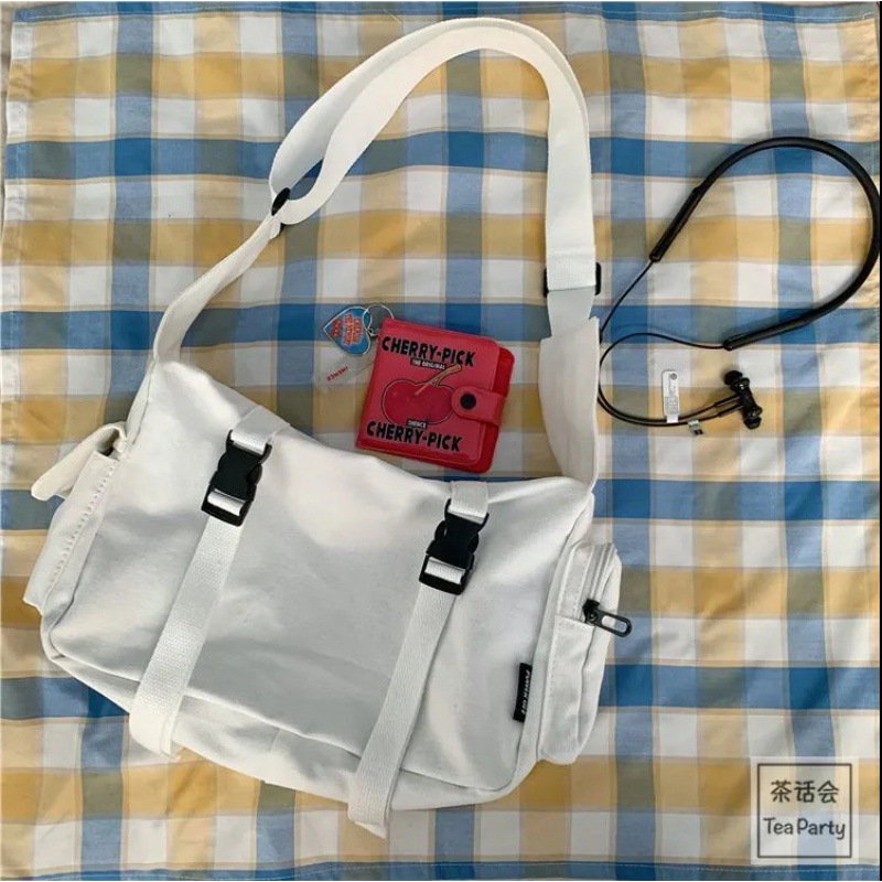 Chic workwear student canvas bag men ulzzang neutral original crossbody bag women