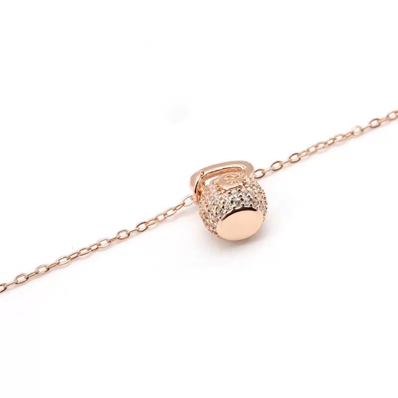 Crystal Grid Kettlebell Necklace Women's Niche Stone-Set Collarbone Chain Couple Gift
