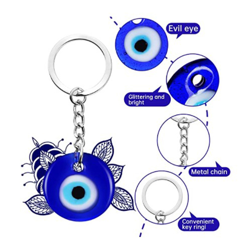 Blue Evil Eye Keychain Pendant Turkish Eye Glass Decoration Charm