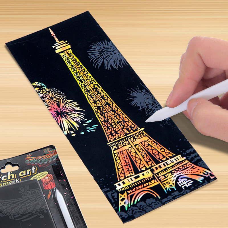 Yuelu world famous city night view scratch art children's scratch painting elementary school student scratch paper DIY toy gift