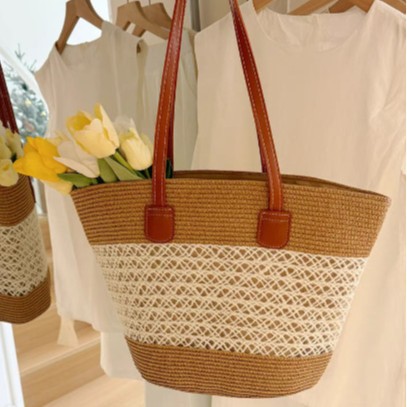 Handmade straw bag women 2025 new large capacity woven handbag shoulder bag underarm bag beach bag