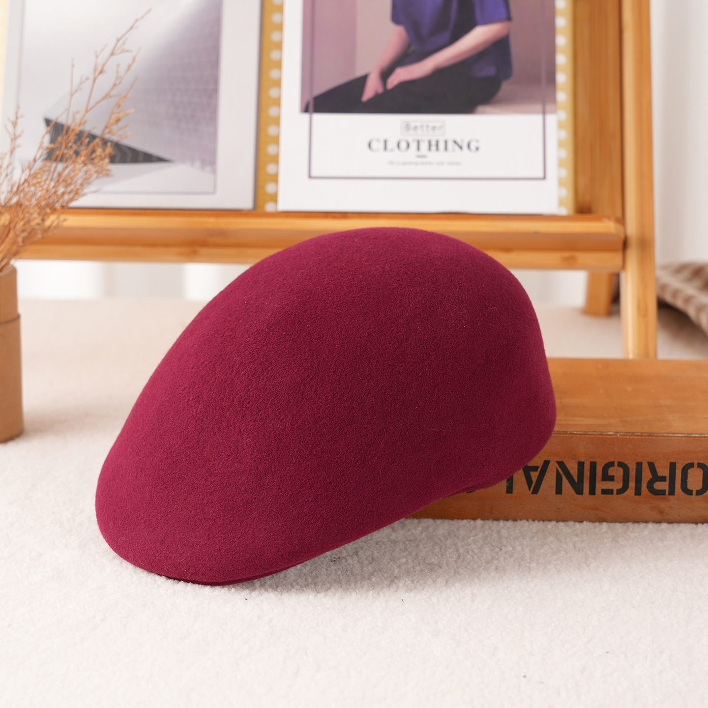Forward Cap Pure Wool Felt Autumn/Winter Men and Women Simple Beret Breathable Warm Visor Hat