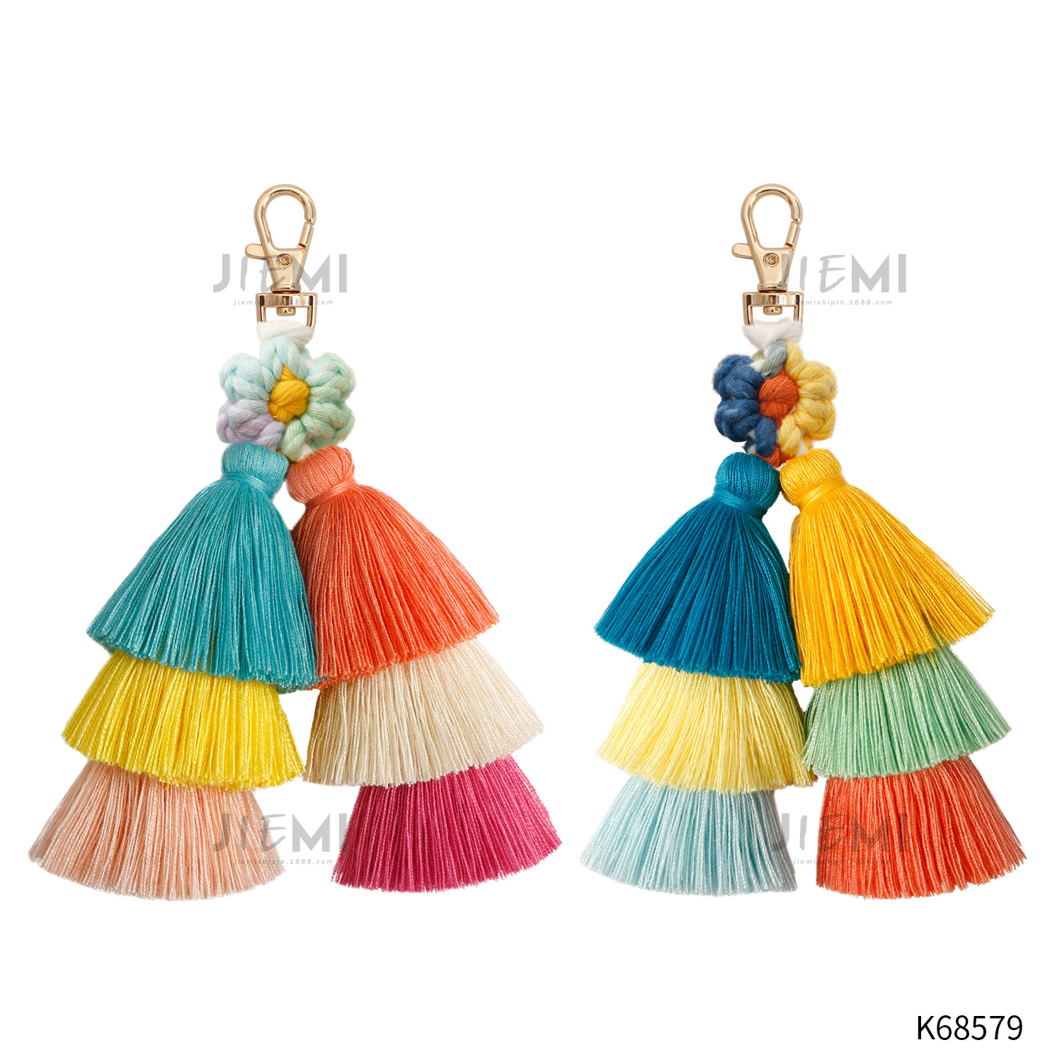 Bohemian Style Bag Pendant Ethnic Leaf Tassel Small Pendant Keychain Plush Pendant