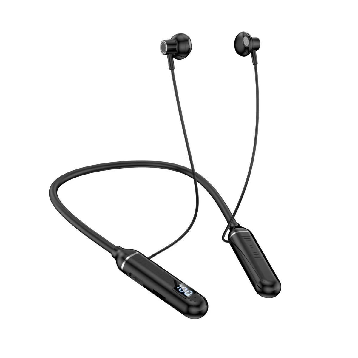 Neckband Wireless Bluetooth Earphones Suitable for Sports Stereo Noise-Canceling Digital Display Ultra-Long Standby Neckband Earphones