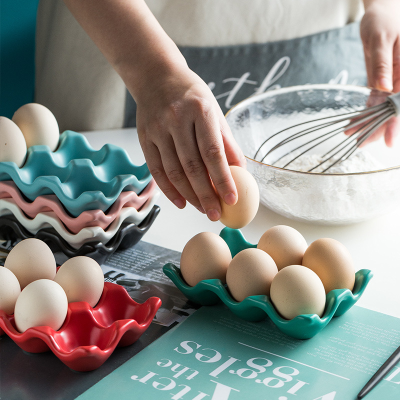 Kitchen supplies egg grid, egg rack, household ceramic tableware, egg holder, modern minimalist