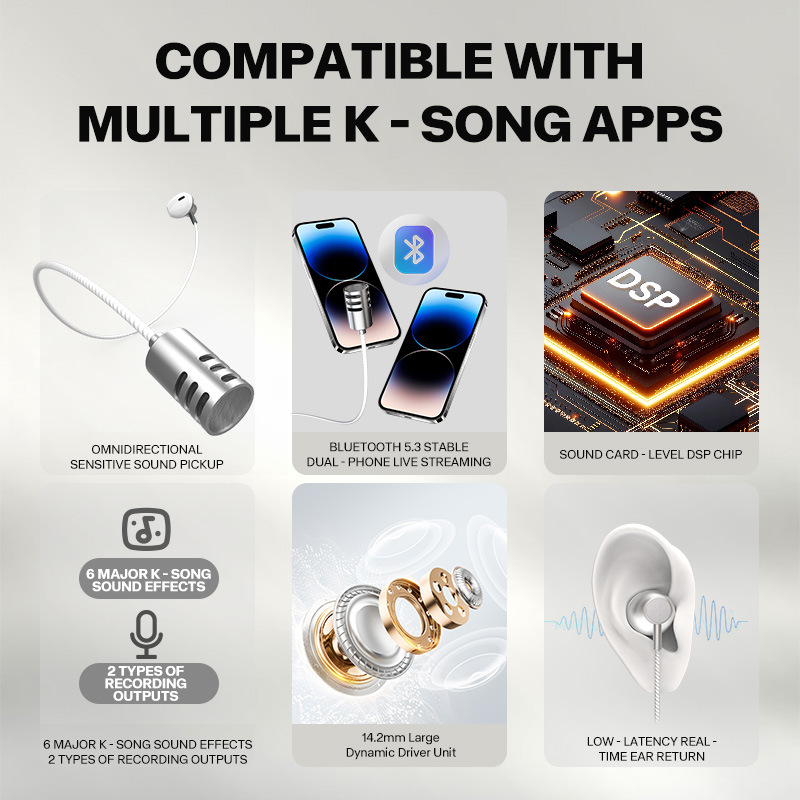 New K Song Sound Card Earphone Type-C Digital In-Ear Monitor Adjustable Live Streaming Earbuds Microphone