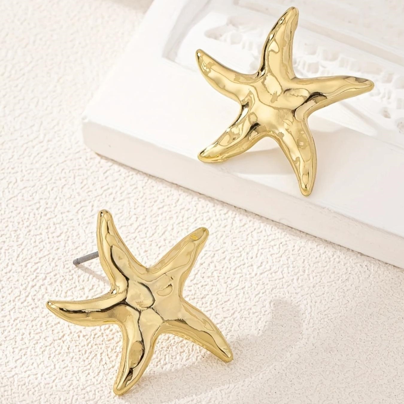 Gold starfish earrings ear accessories for women ear studs