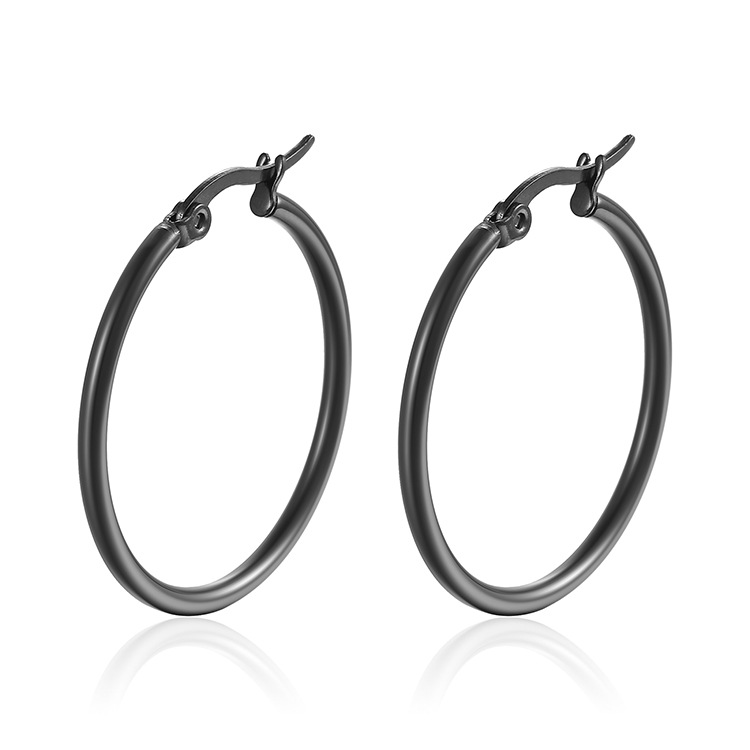 Gold stainless steel small earrings, titanium steel round wire ear clips, simple exaggerated earrings geometric