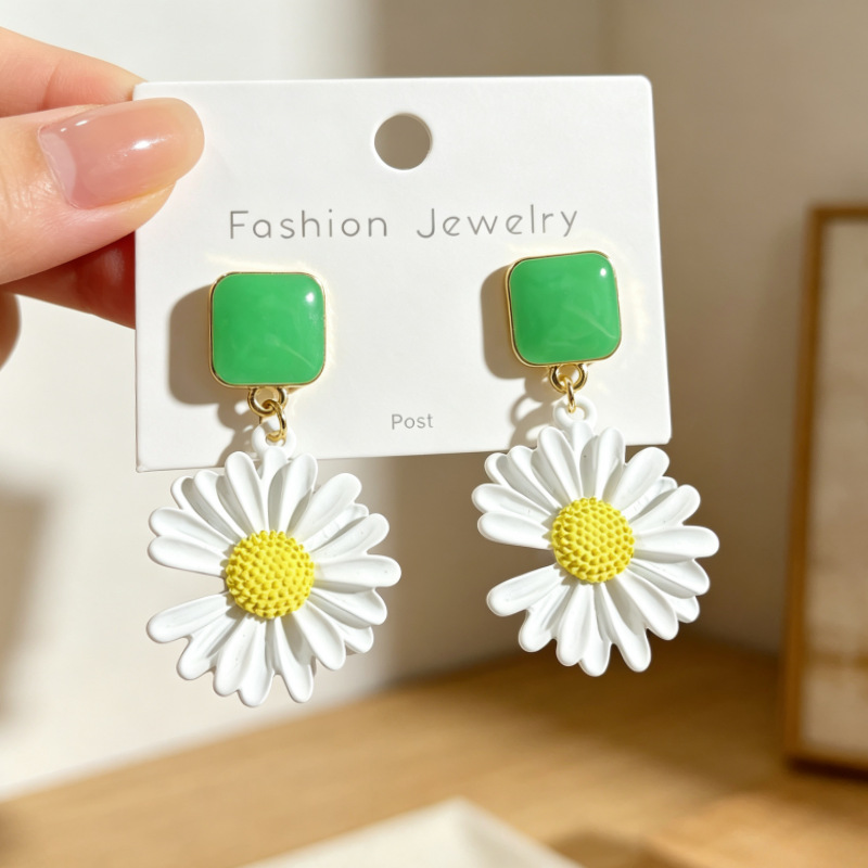 Drip glaze sunflower daisy earrings women ear accessories ear drop