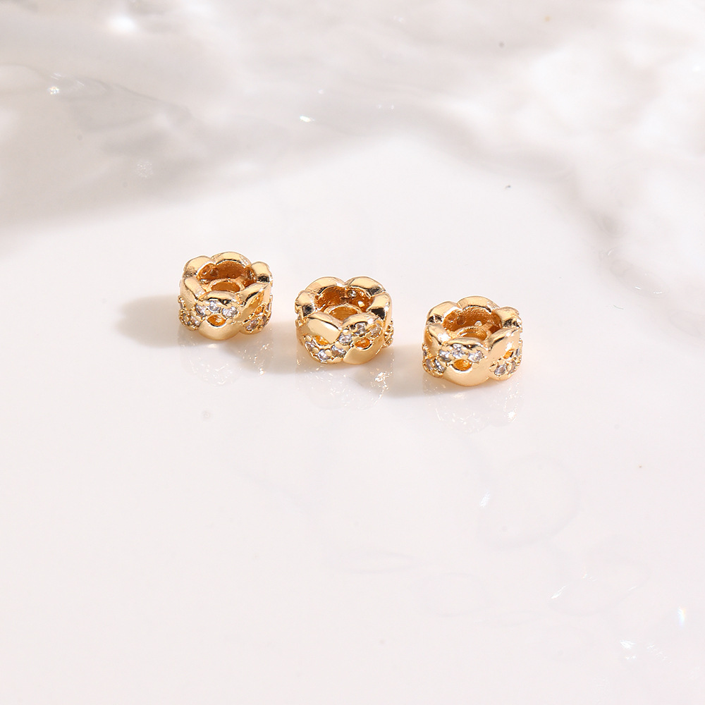 Copper plated 18K spacer beads, bracelet necklace beads, pearl crystal piercing beads loose beads DIY jewelry accessories