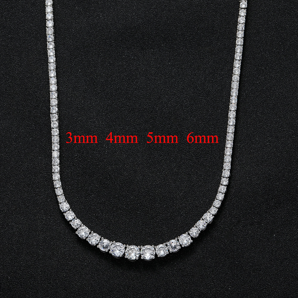 Gradual size zircon tennis necklace new chain hip-hop multi-size men's women's neck accessory