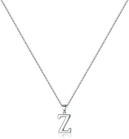 Letter S925 Sterling Silver Necklace Smooth 26 Letters Necklace Pendant Simple