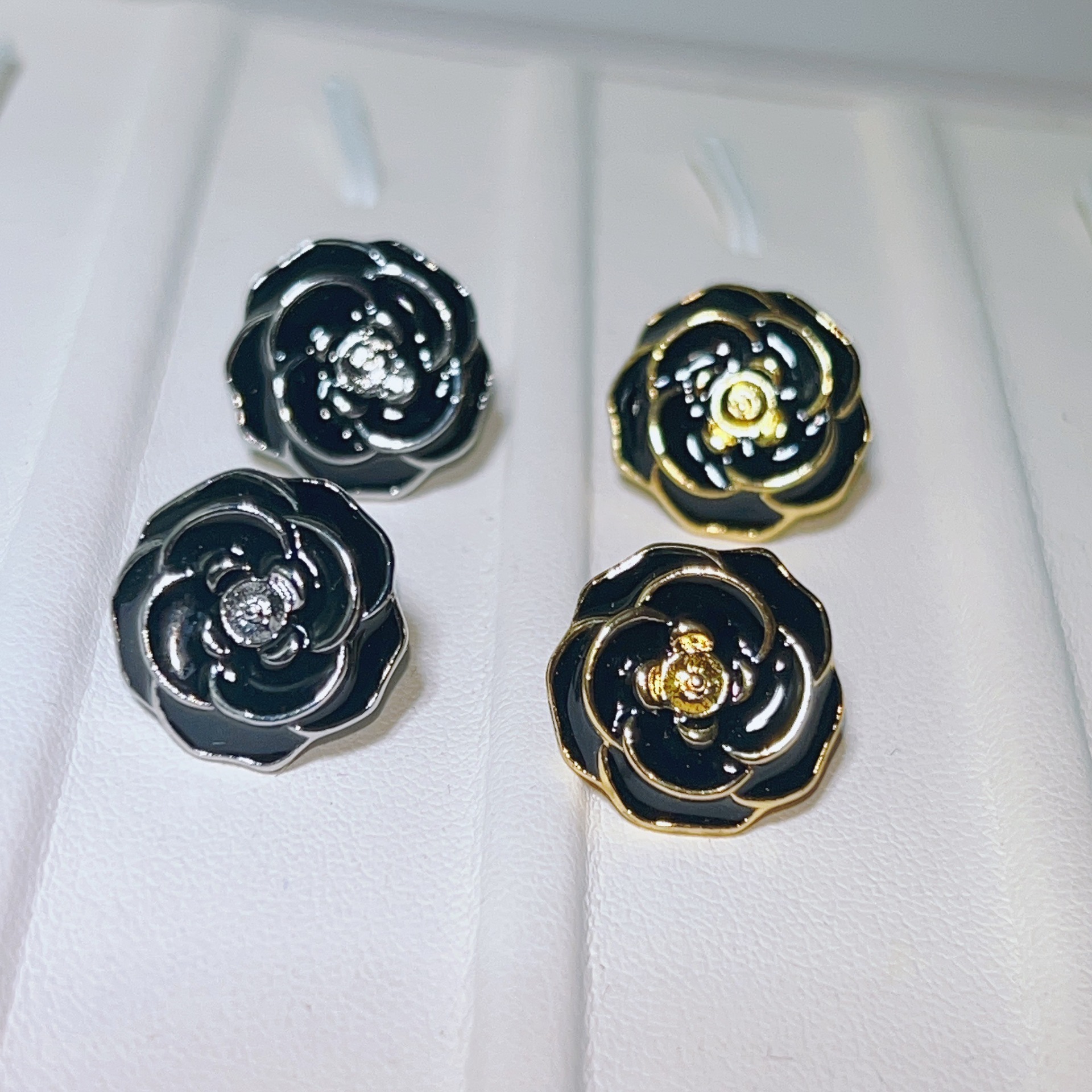 金色托（不含珠） · P1364黑滴油山茶花（6mm）