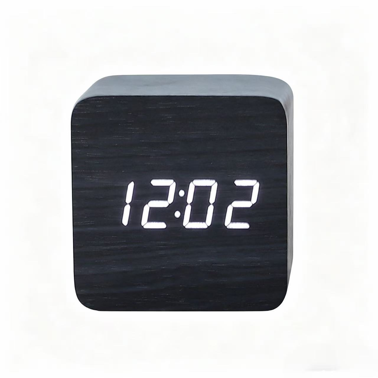 LED Wooden Clock Electronic Thermometer Voice Control LED Clock Digital Electronic Gift Clock Wooden Alarm Clock
