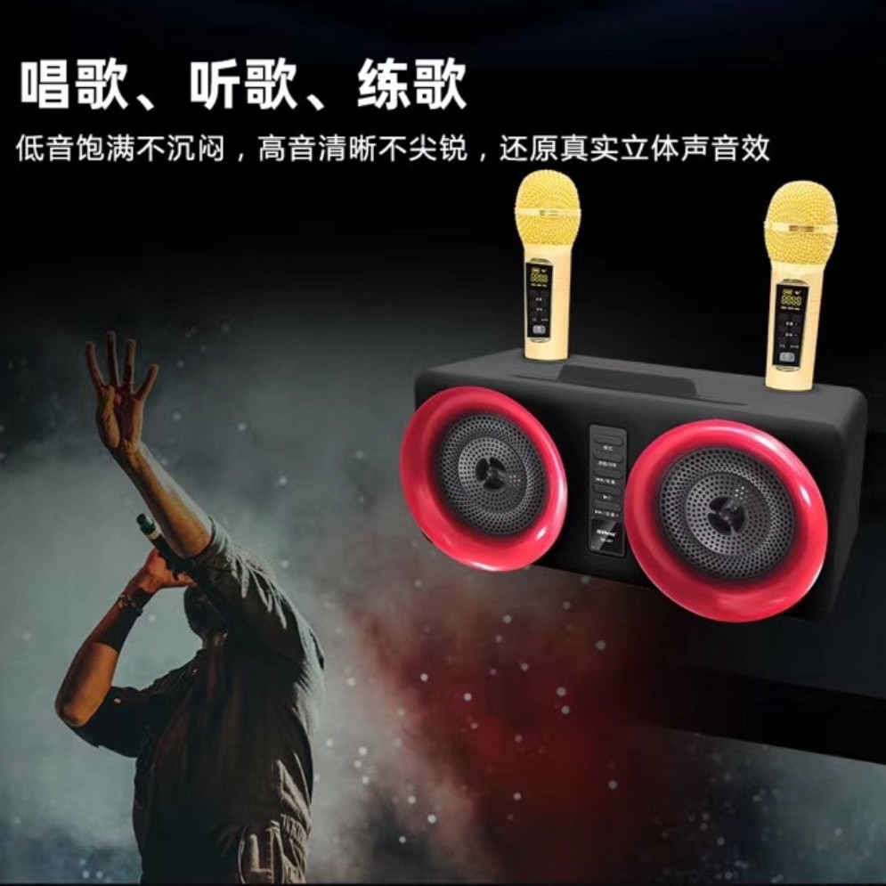 SD307 Home Karaoke Machine Bluetooth Speaker Dual Wireless Microphone Connect TV National K Song Support Wireless Recording