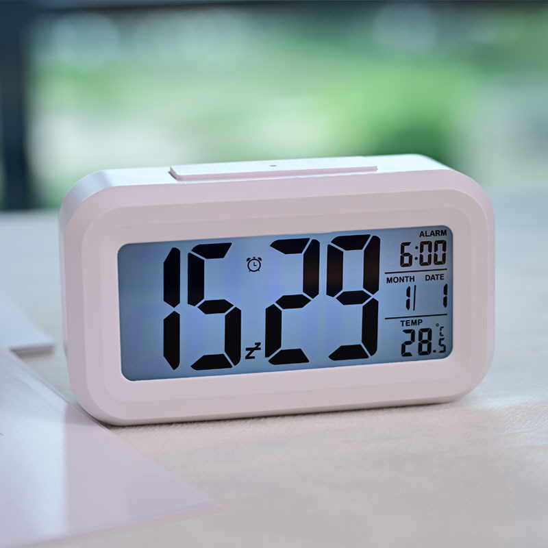 Student Alarm Clock Large Screen LCD Desktop Night Light Digital Display Smart Light Sensing Electronic Clock Gift Smart Clock