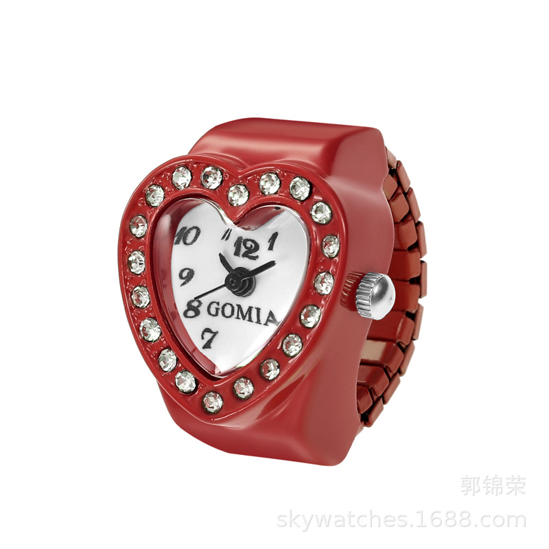 New Heart-shaped Ring Watch Watch Women's Watch Finger Watch Candy Color Gift Watch Fun