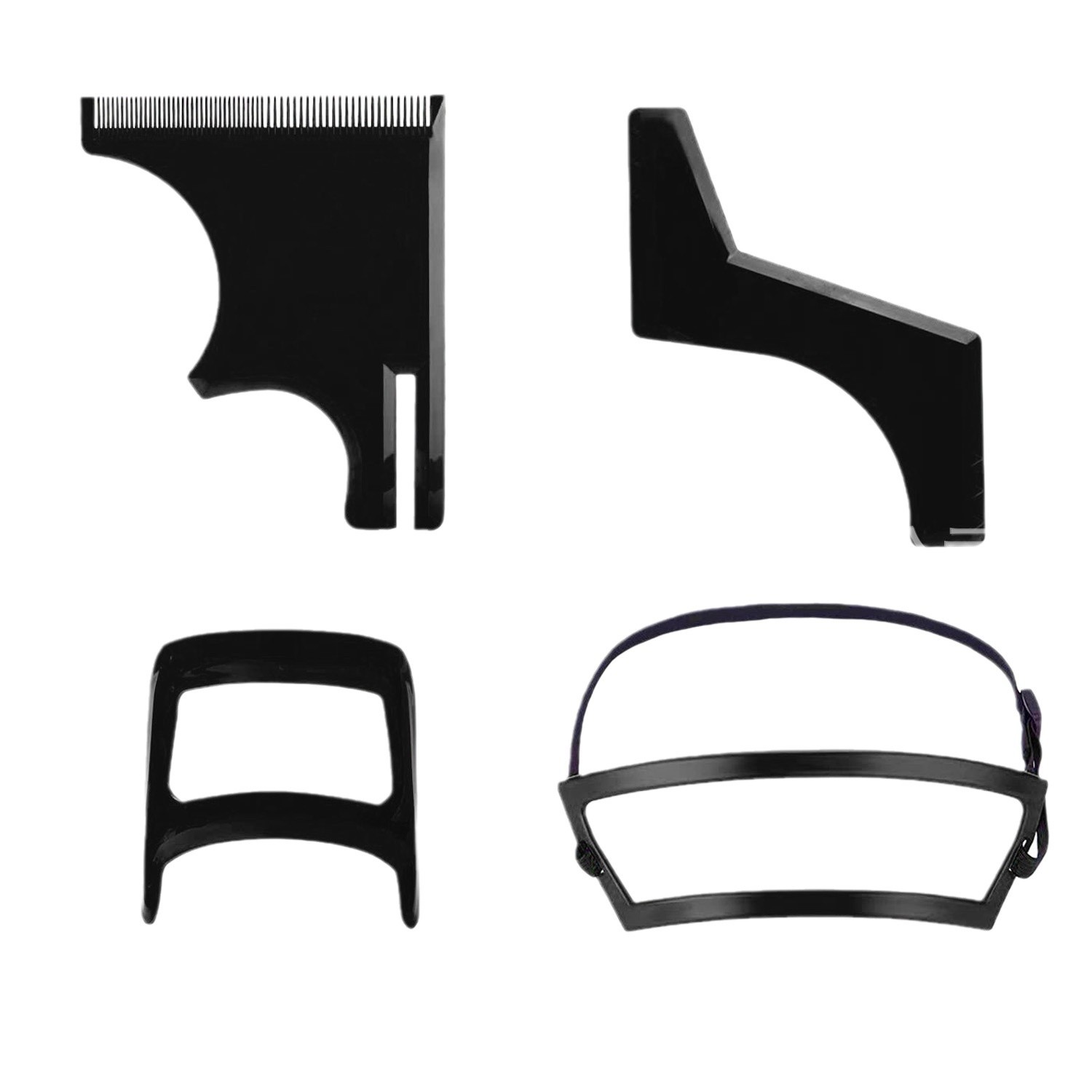 Beard Styling Comb, Hair Styling Comb, Full Beard Styling Tool, Neck Hair Trimming Ruler Four-Piece Set