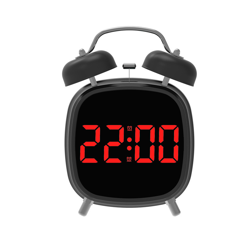 High Volume Metal Bell Alarm Clock LED Clock Wake-up Difficult Multifunctional Clock GH8032 Bell Clock