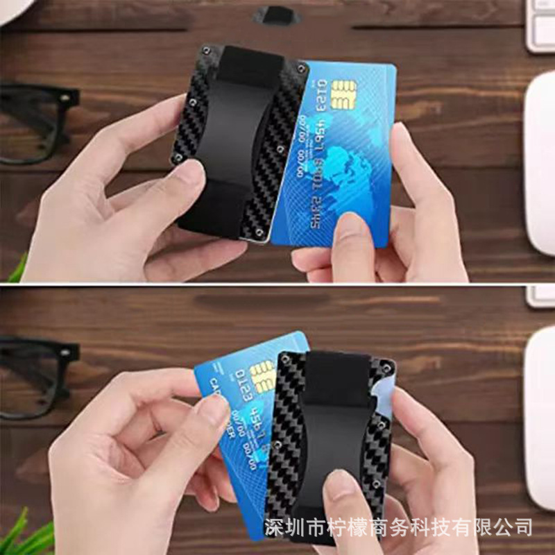 Metal Card Holder Carbon Fiber Wallet Money Clip RFID Anti-theft Foreign Gift