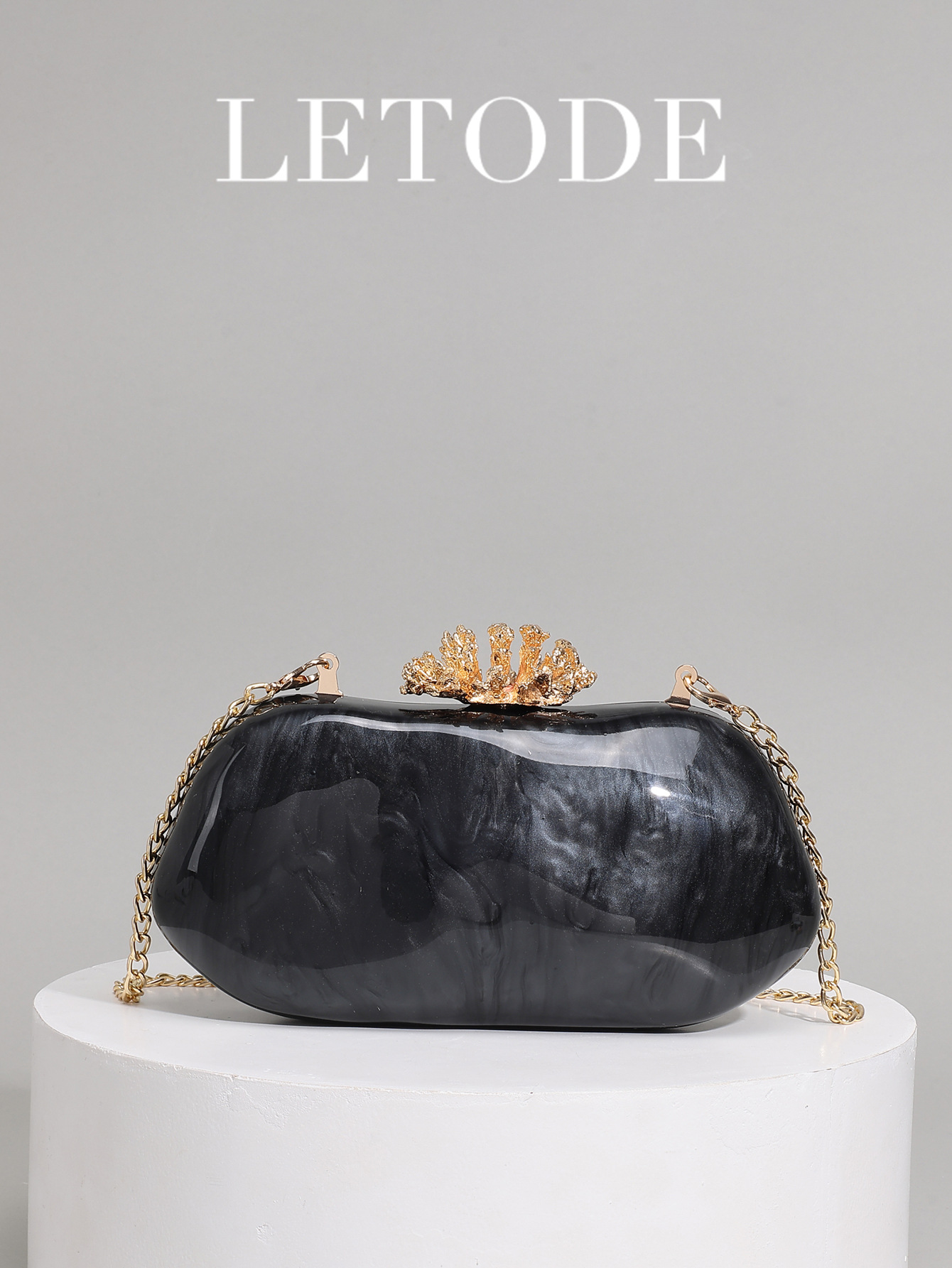 New Flower Mold Pressed Pure Color Acrylic Evening Bag Irregular Clutch Chain Bag