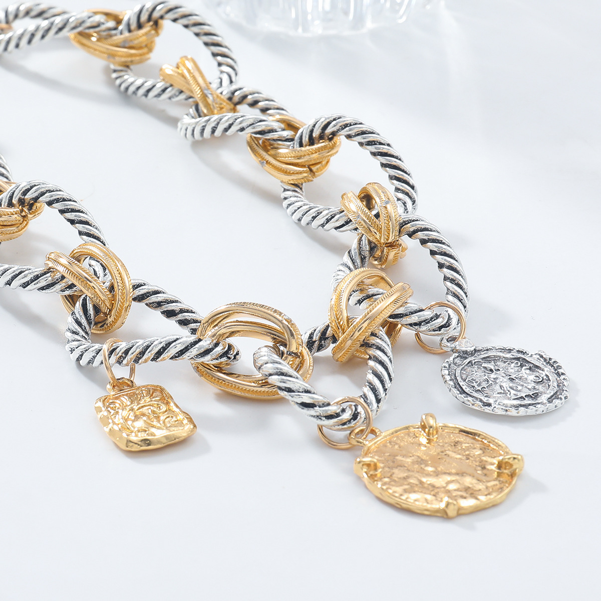 ZA exaggerated chain multi-layer coin necklace bohemian summer vacation style