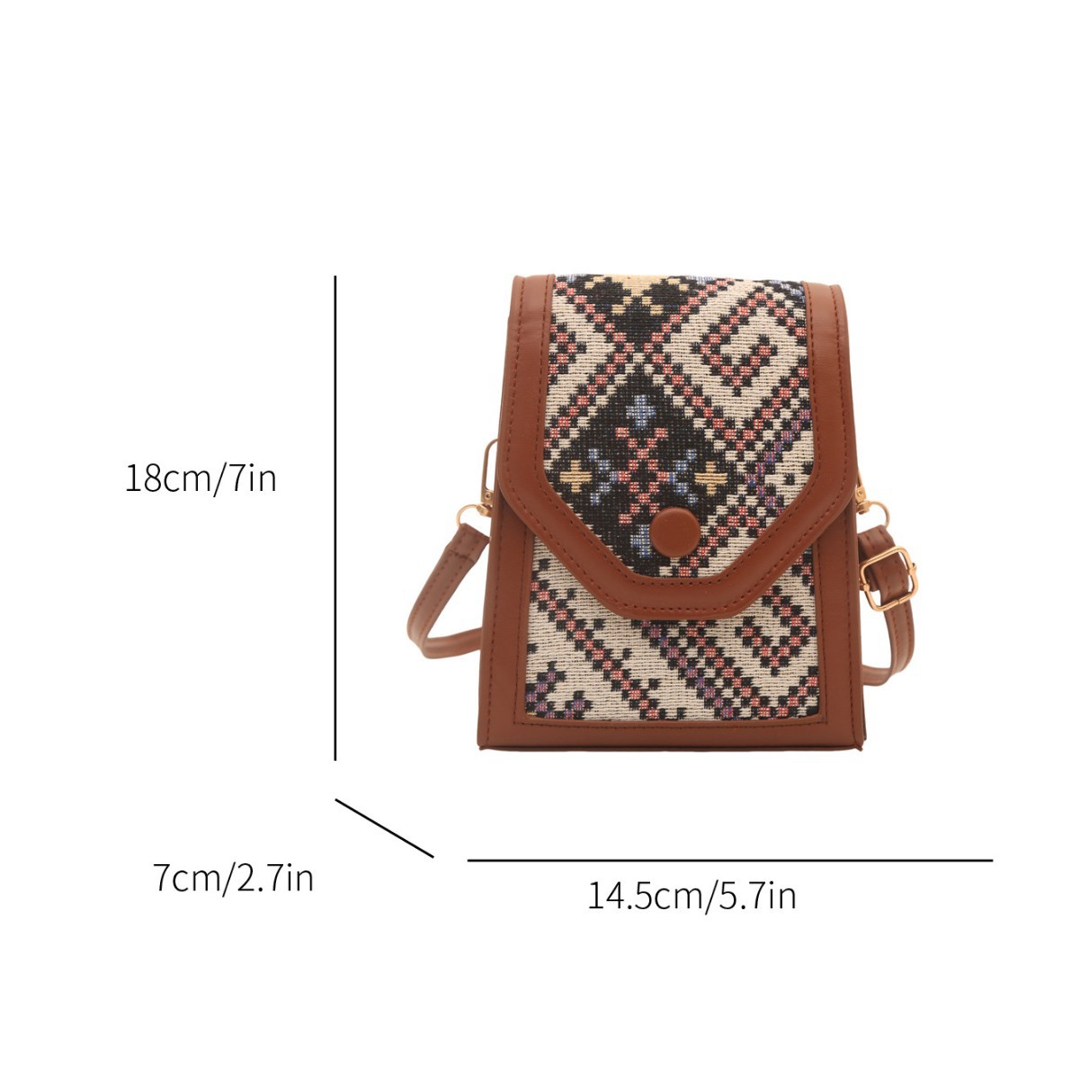 Ethnic Style Crossbody Phone Bag Women 2026 New Single Shoulder Small Square Bag Coin Purse