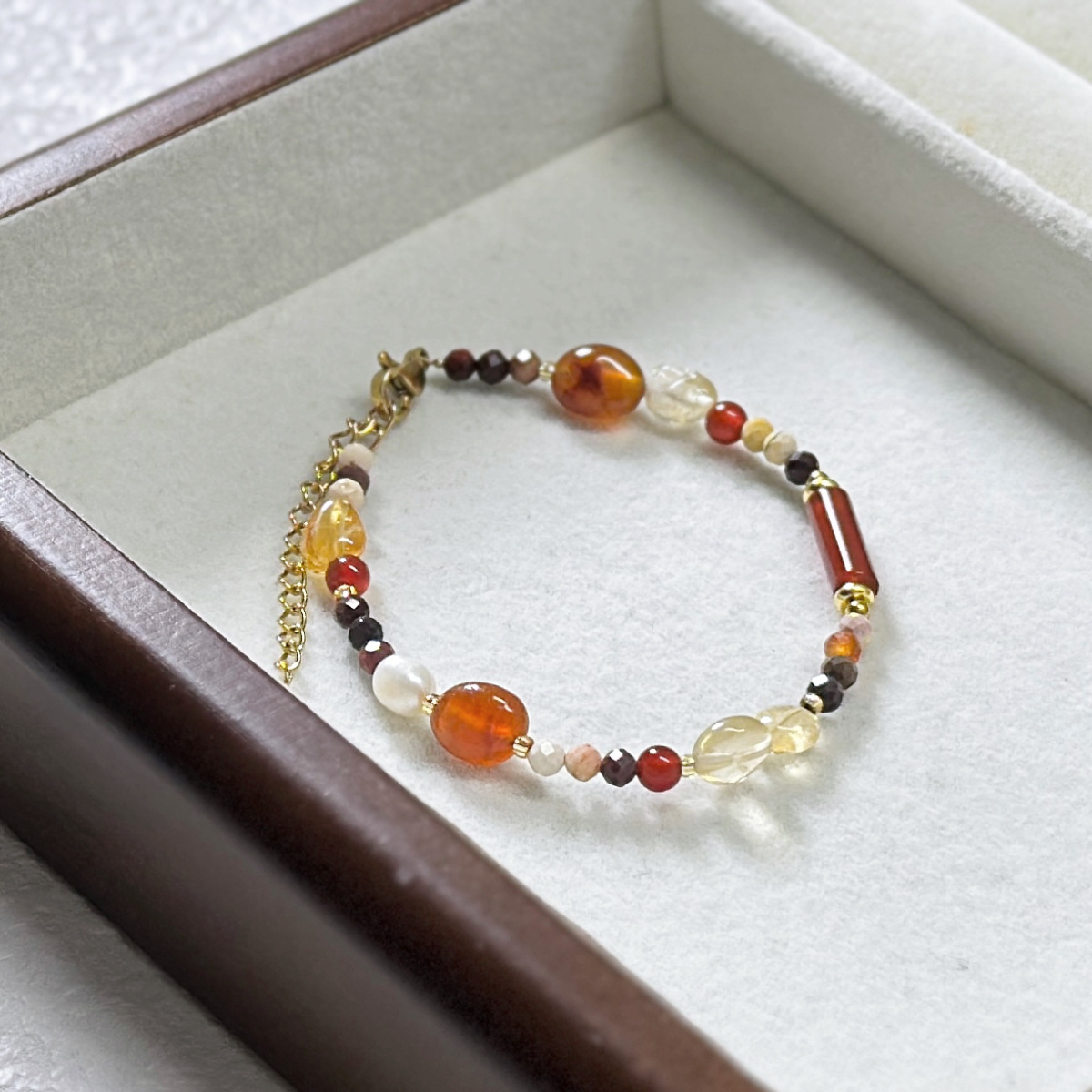 New Chinese Style Natural Stone Freshwater Pearl Crystal Titanium Steel Bracelet Handmade Beaded Agate Dopamine Bracelet